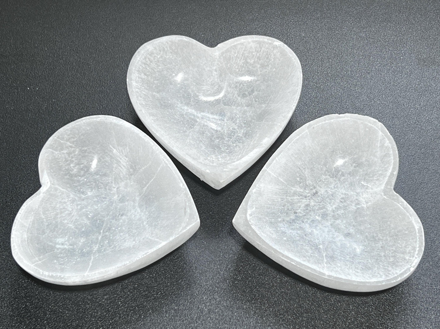 Selenite Satin Spar Crystal Heart Bowl Carving