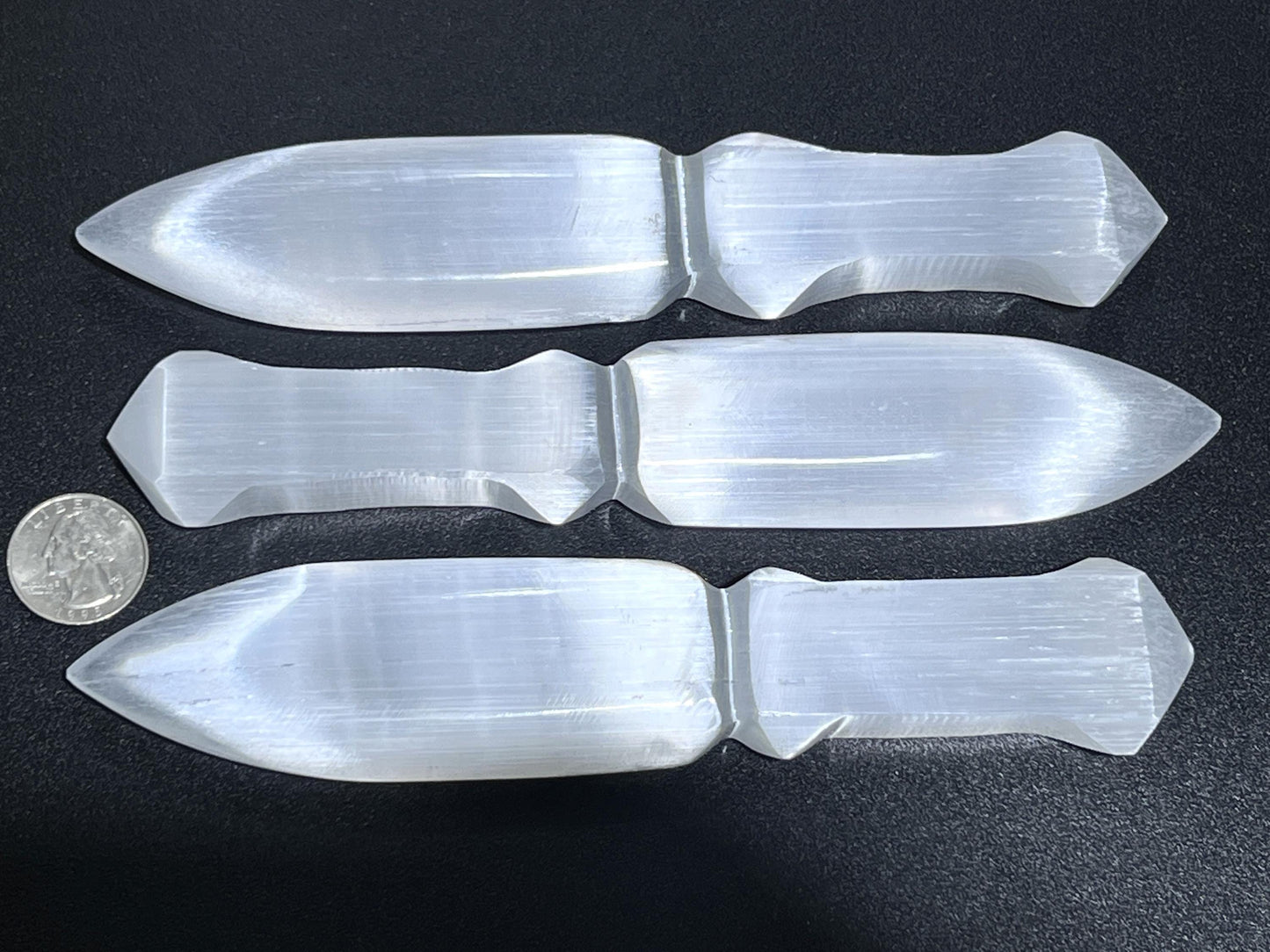 Selenite Crystal Point Decorative Knife Sword Dagger Wand Carving