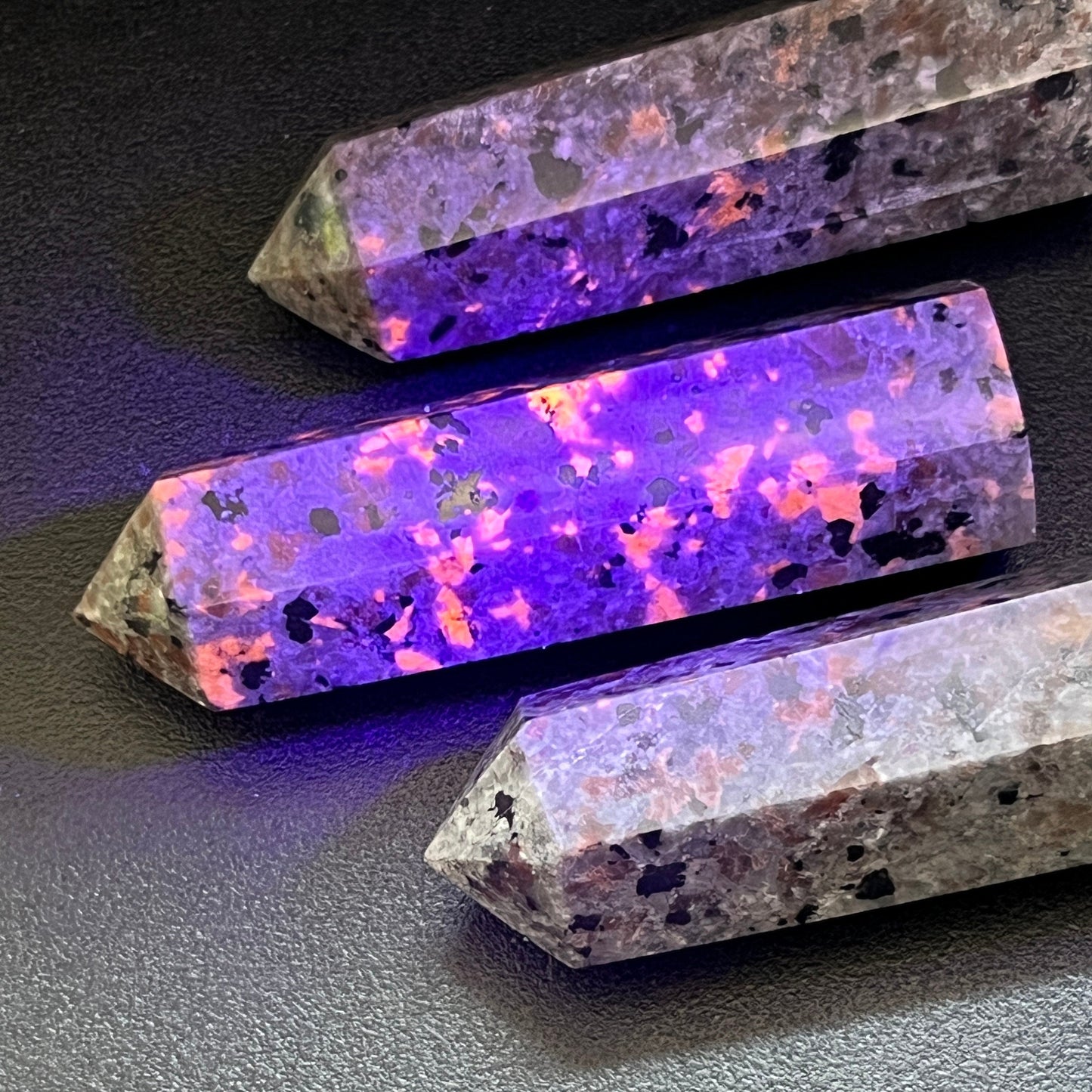 Syenite Standing Point Obelisk Tower (UV Reactive) Carving Gemstone Statue