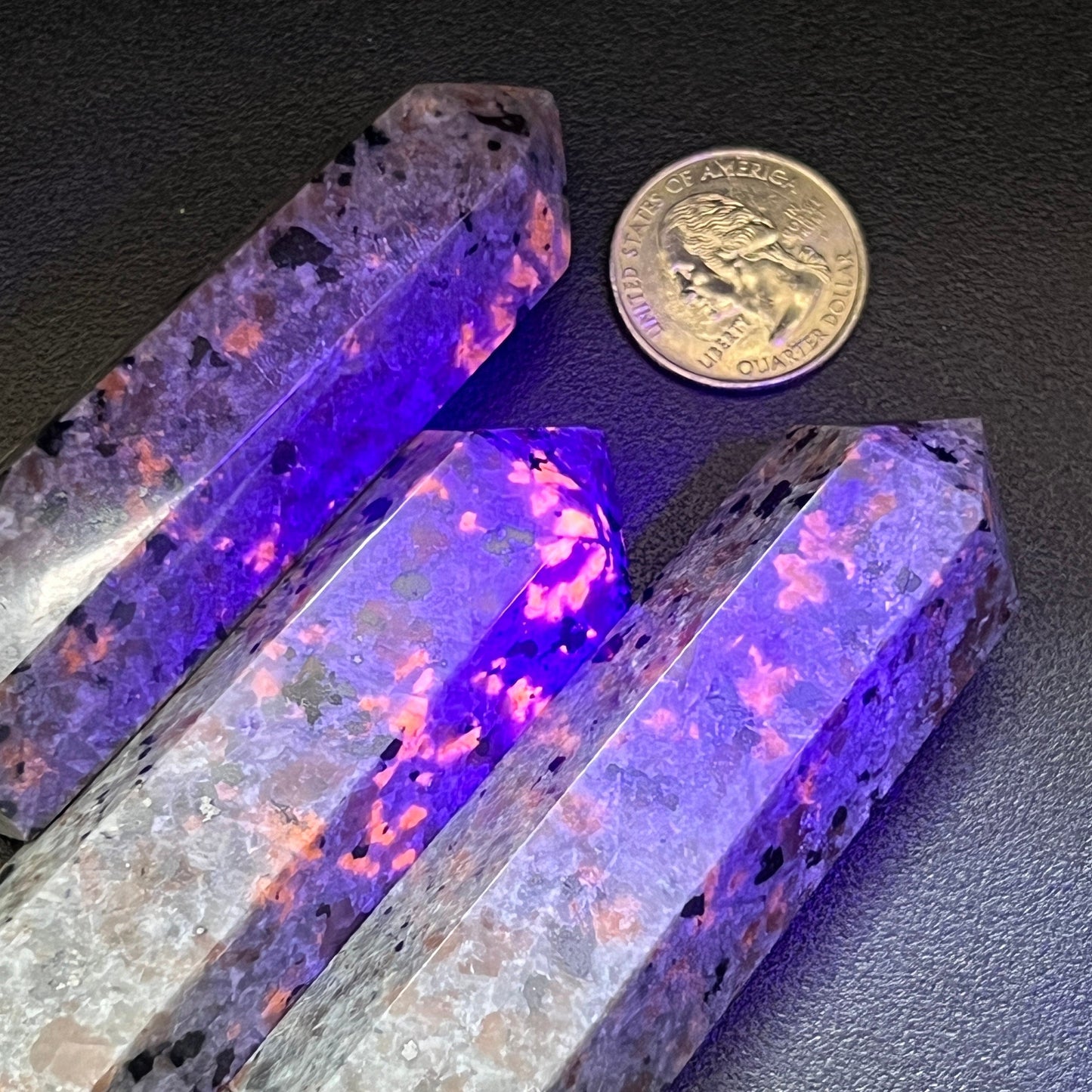 Syenite Standing Point Obelisk Tower (UV Reactive) Carving Gemstone Statue
