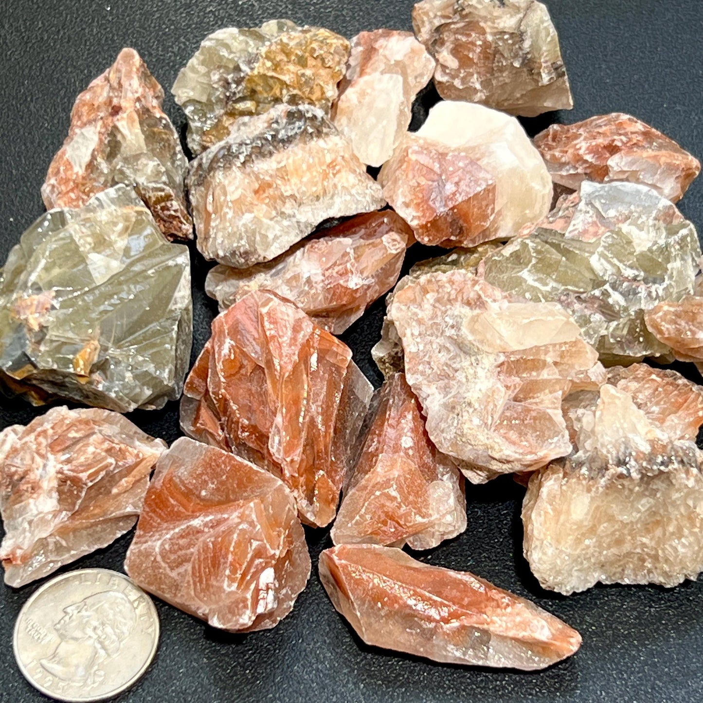 Mixed Color Red Green Calcite Crystal Rough Raw Stones (By The Piece or Pound)