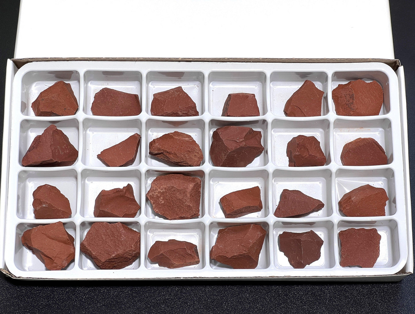 Red Jasper Rough Raw Stones (24 Pcs) Boxed Flat