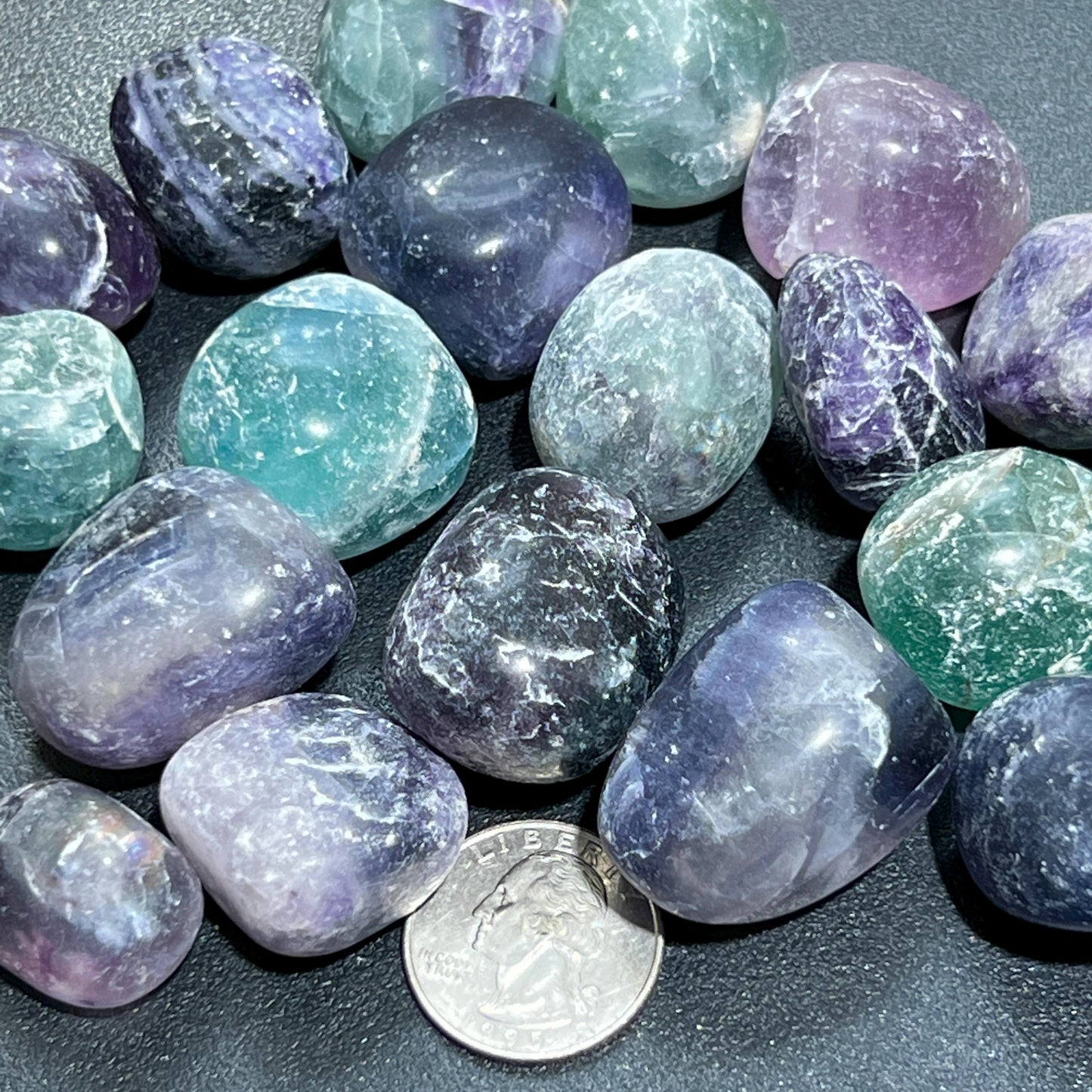 Rainbow Fluorite Crystal Tumbled Stones (By The Piece or Pound)