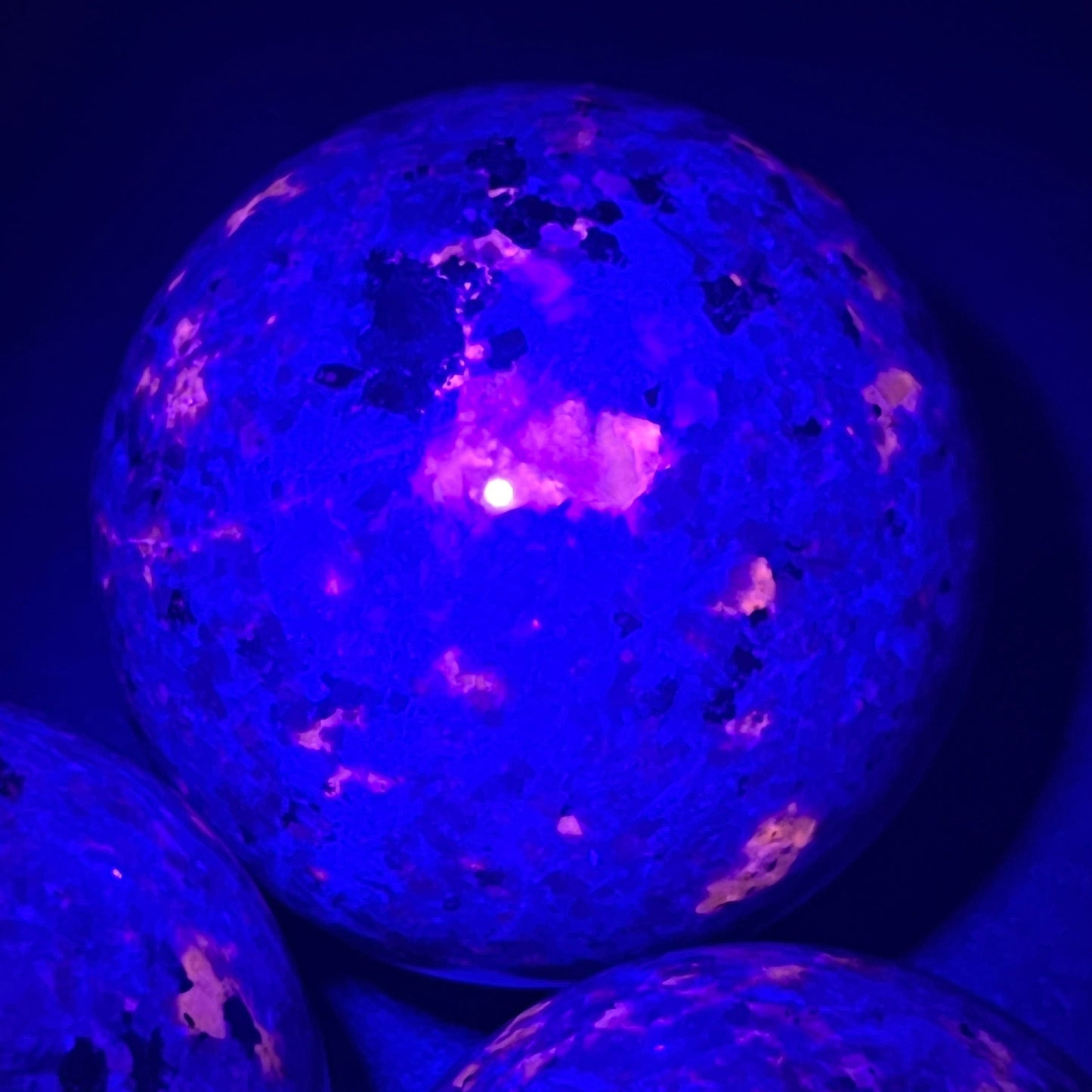 Large Syenite Polished Spheres (UV Reactive)
