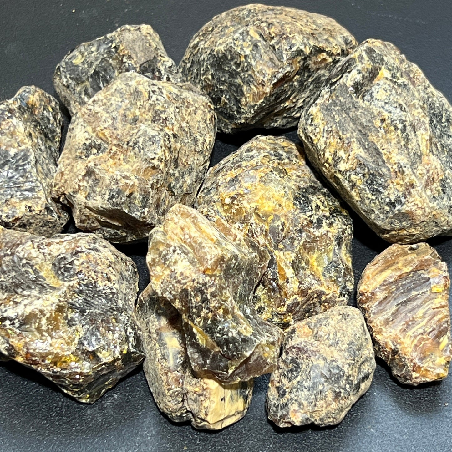 Black Amber Fossilized Tree Resin Mixed Sizes Rough Raw Stones (By The Piece or Pound)(UV Reactive)
