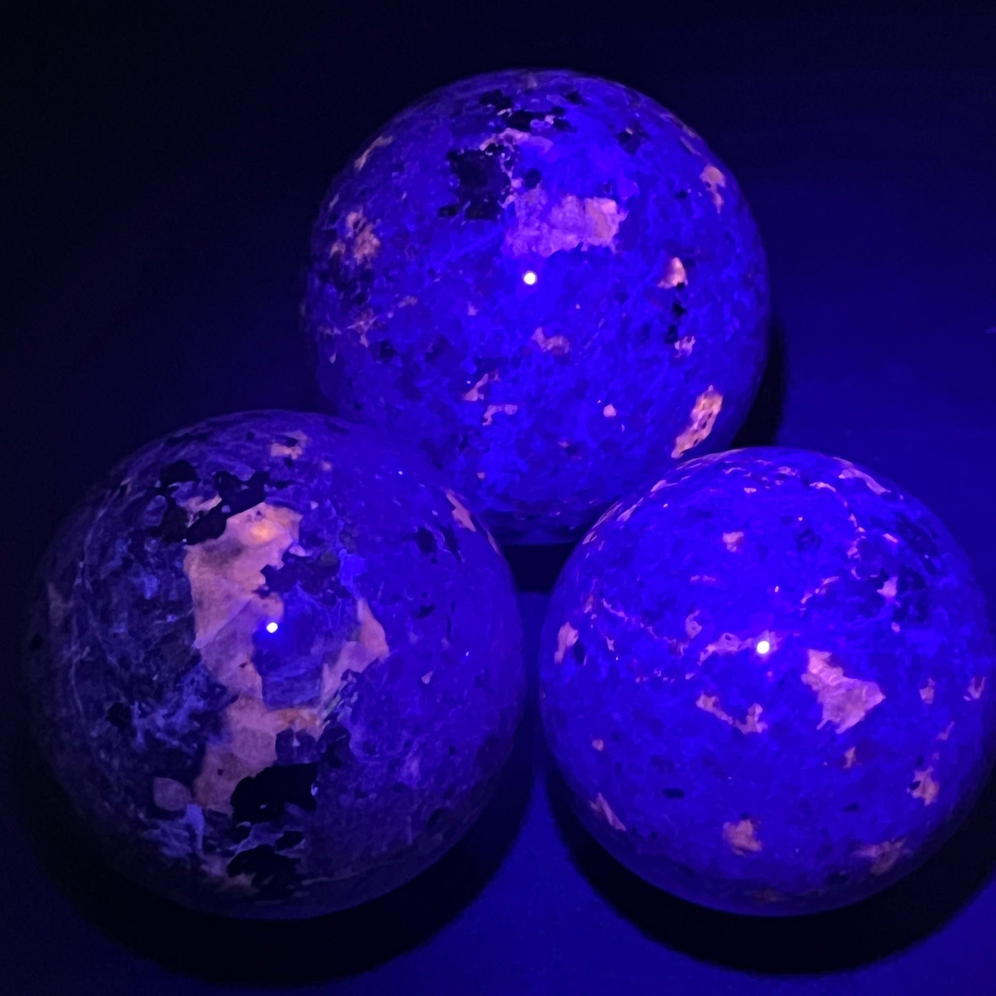 Large Syenite Polished Spheres (UV Reactive)