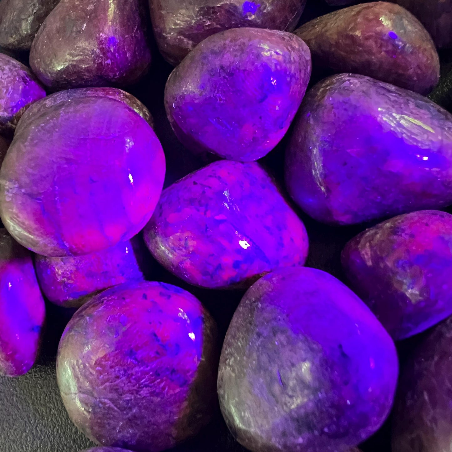 Red Ruby Crystal Tumbled (UV Reactive)(By The Piece Or Pound)