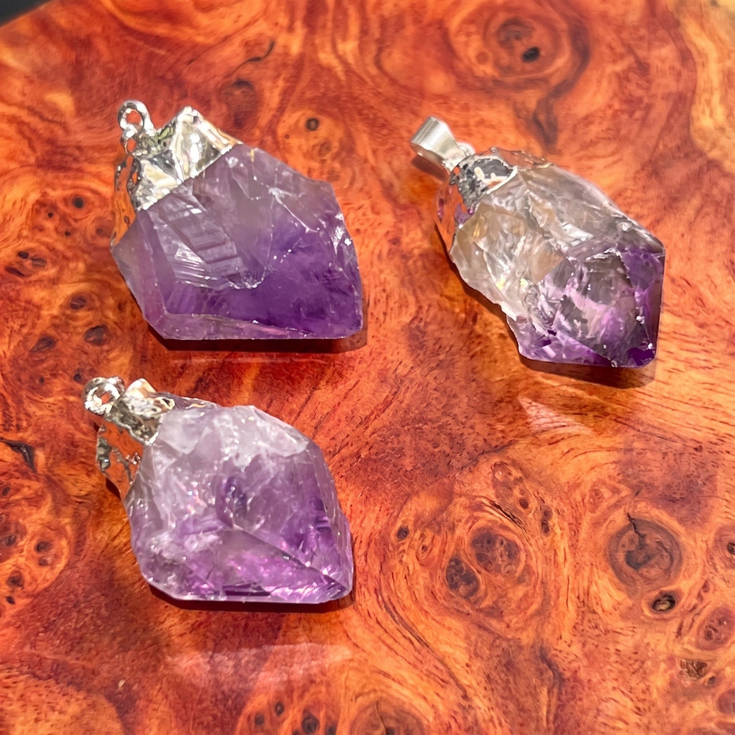 Amethyst Crystal Point Pendant (Silver Plated)