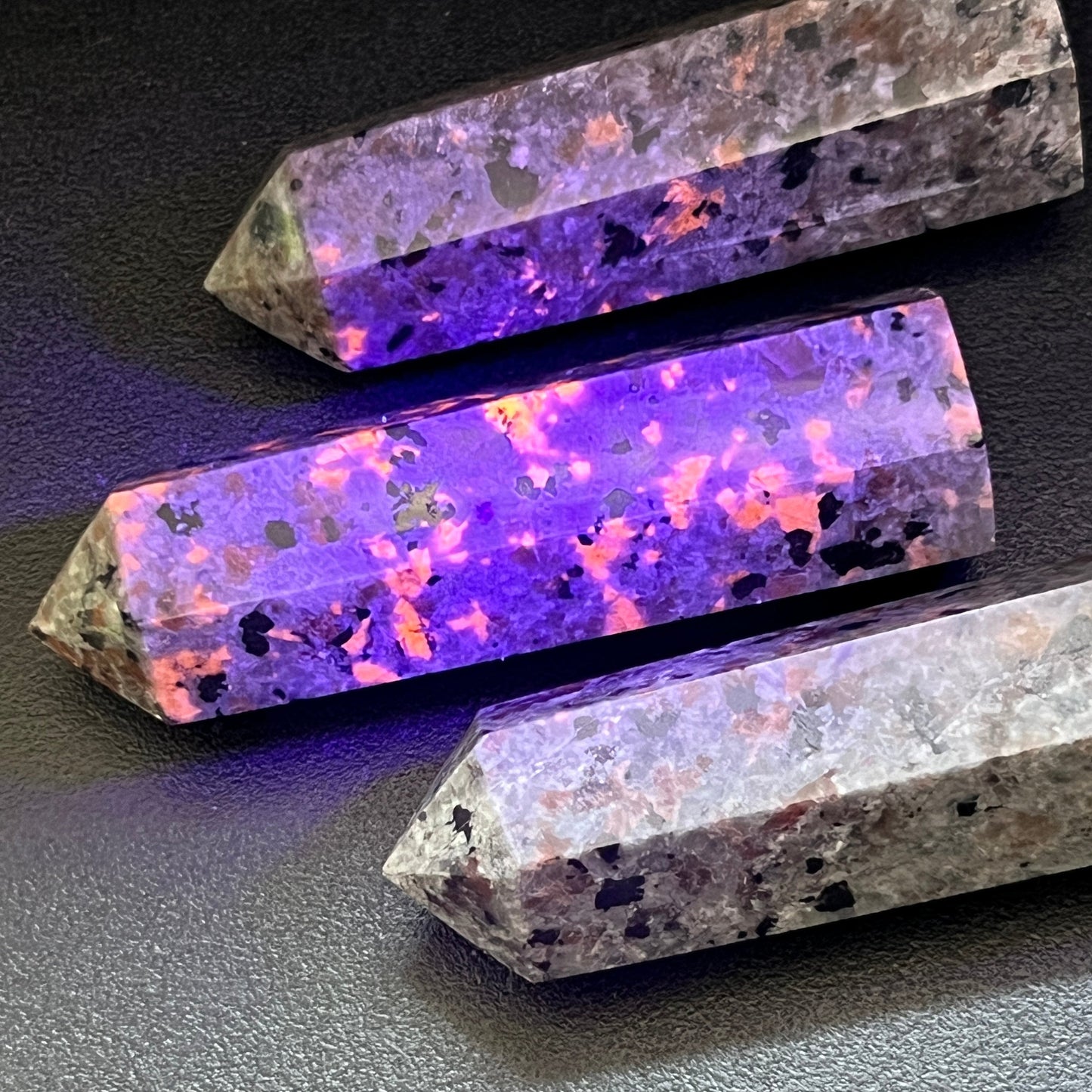Syenite Standing Point Obelisk Tower (UV Reactive) Carving Gemstone Statue