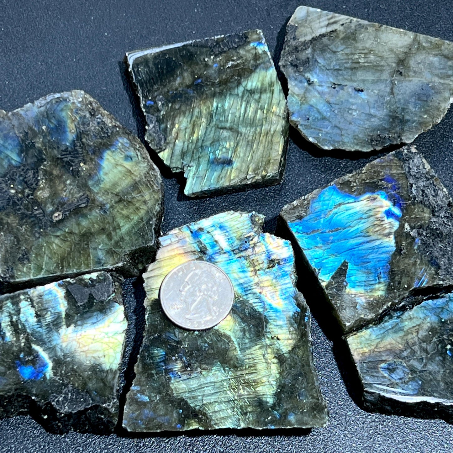 Flashy Labradorite Polished Rough Cut Slab Tiles (By The Piece or Pound)