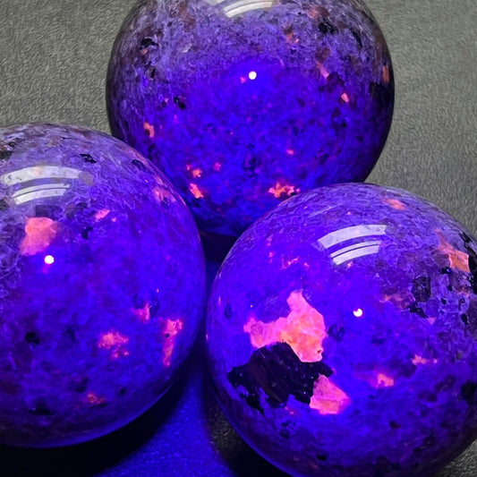 Large Syenite Polished Spheres (UV Reactive)