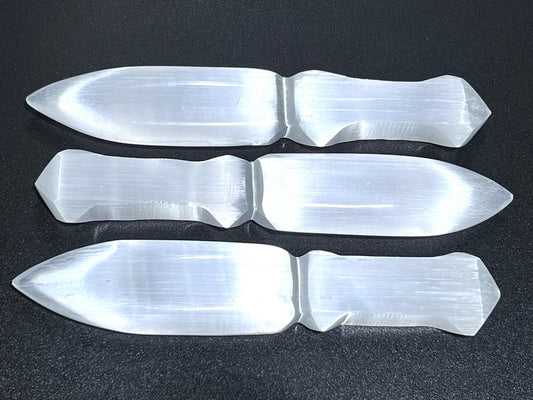 Selenite Crystal Point Decorative Knife Sword Dagger Wand Carving