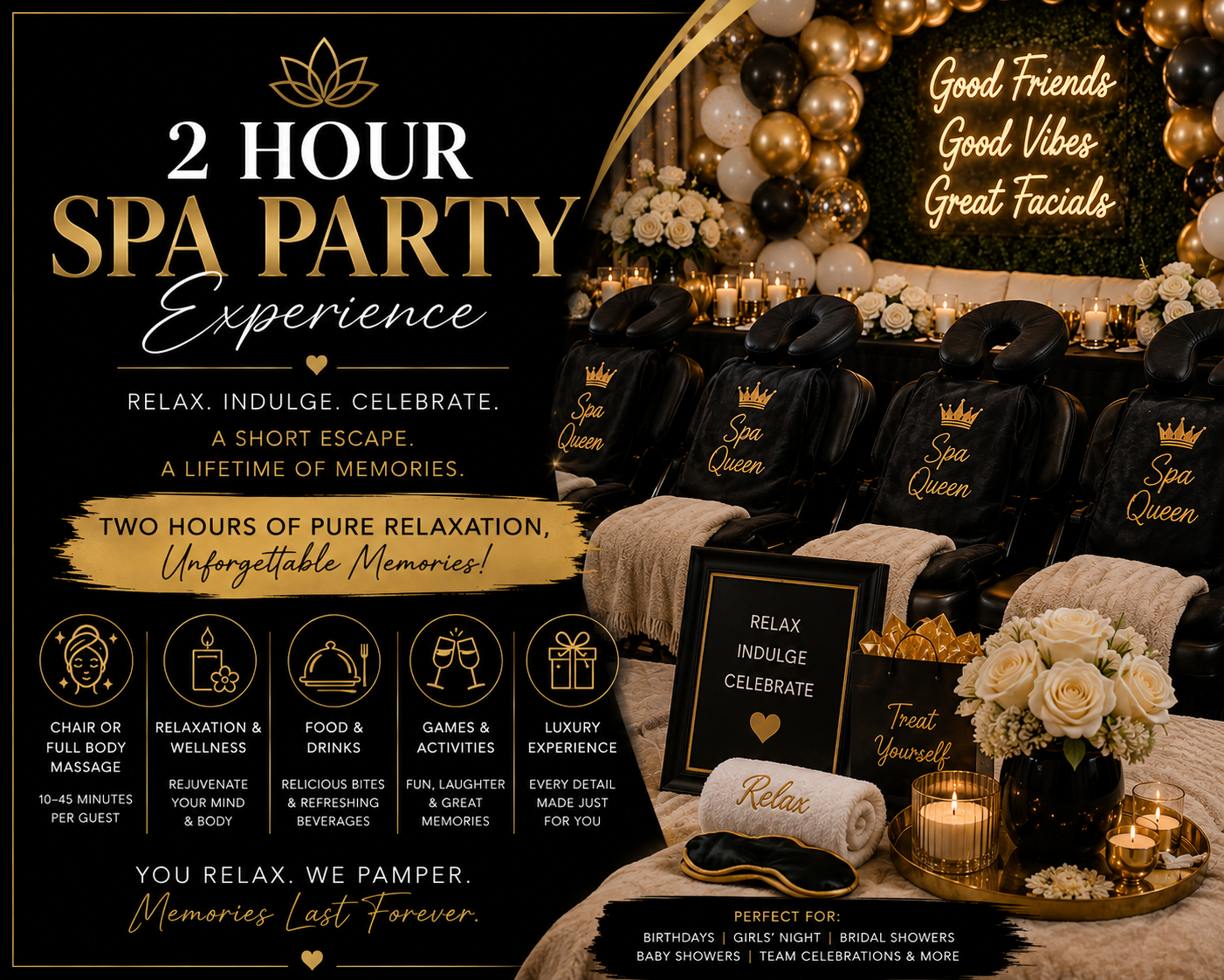 2 hour Spa party Experience