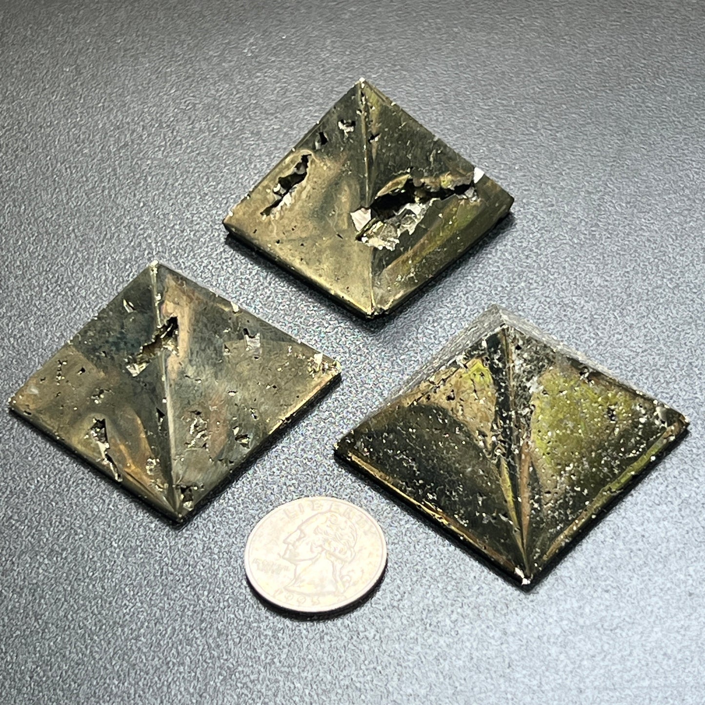 Iron Pyrite Pyramid Crystal Druzy Carving Polished Fools Gold