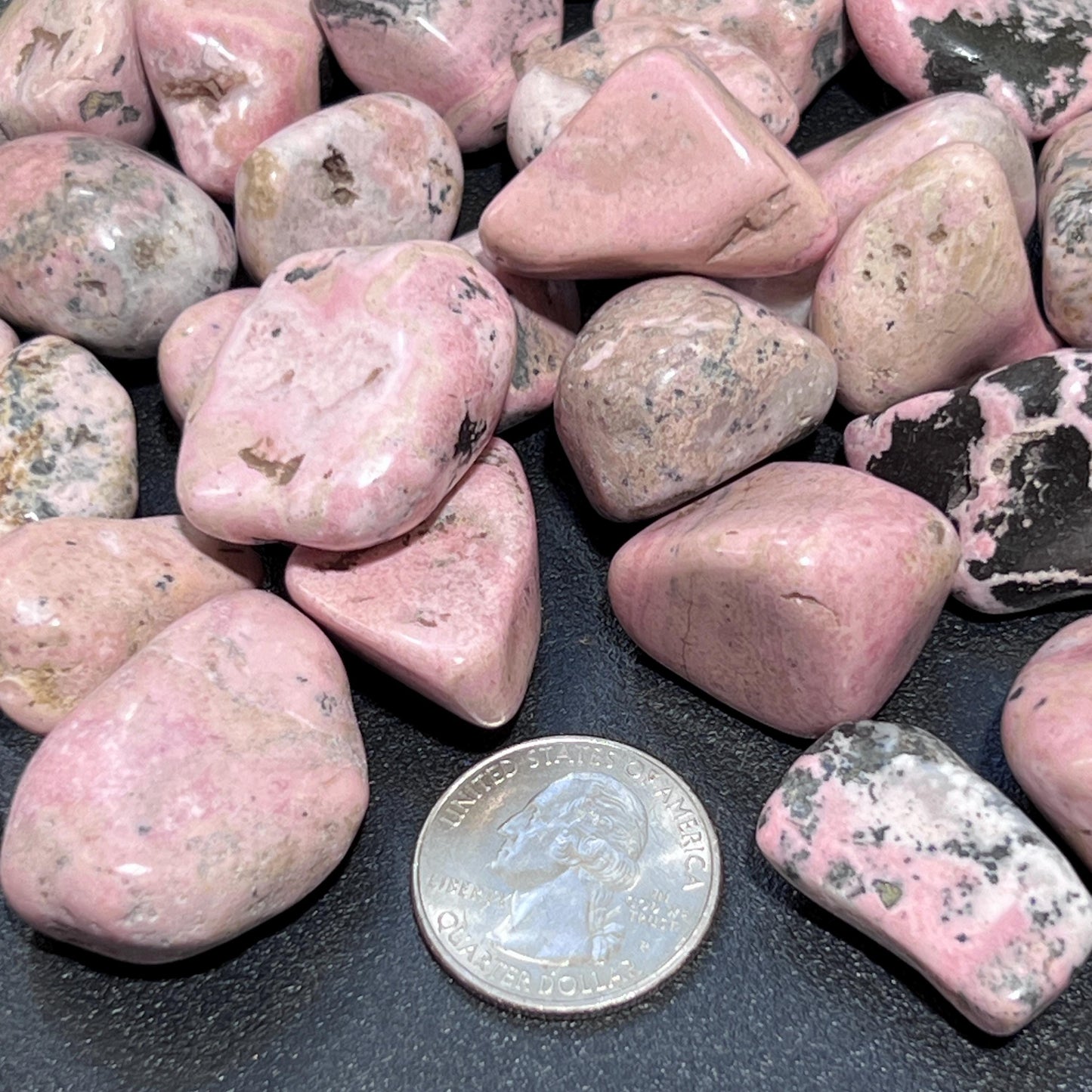 Pink Rhodonite Tumbled Stones (By The Piece or Pound)