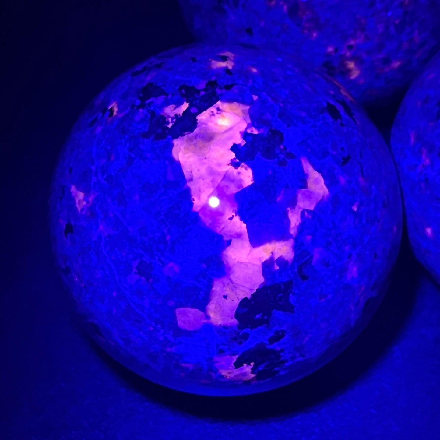 Large Syenite Polished Spheres (UV Reactive)