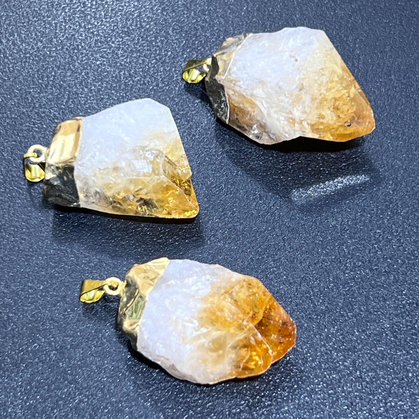 Citrine Crystal Rough Raw Point Pendant (Gold Plated)