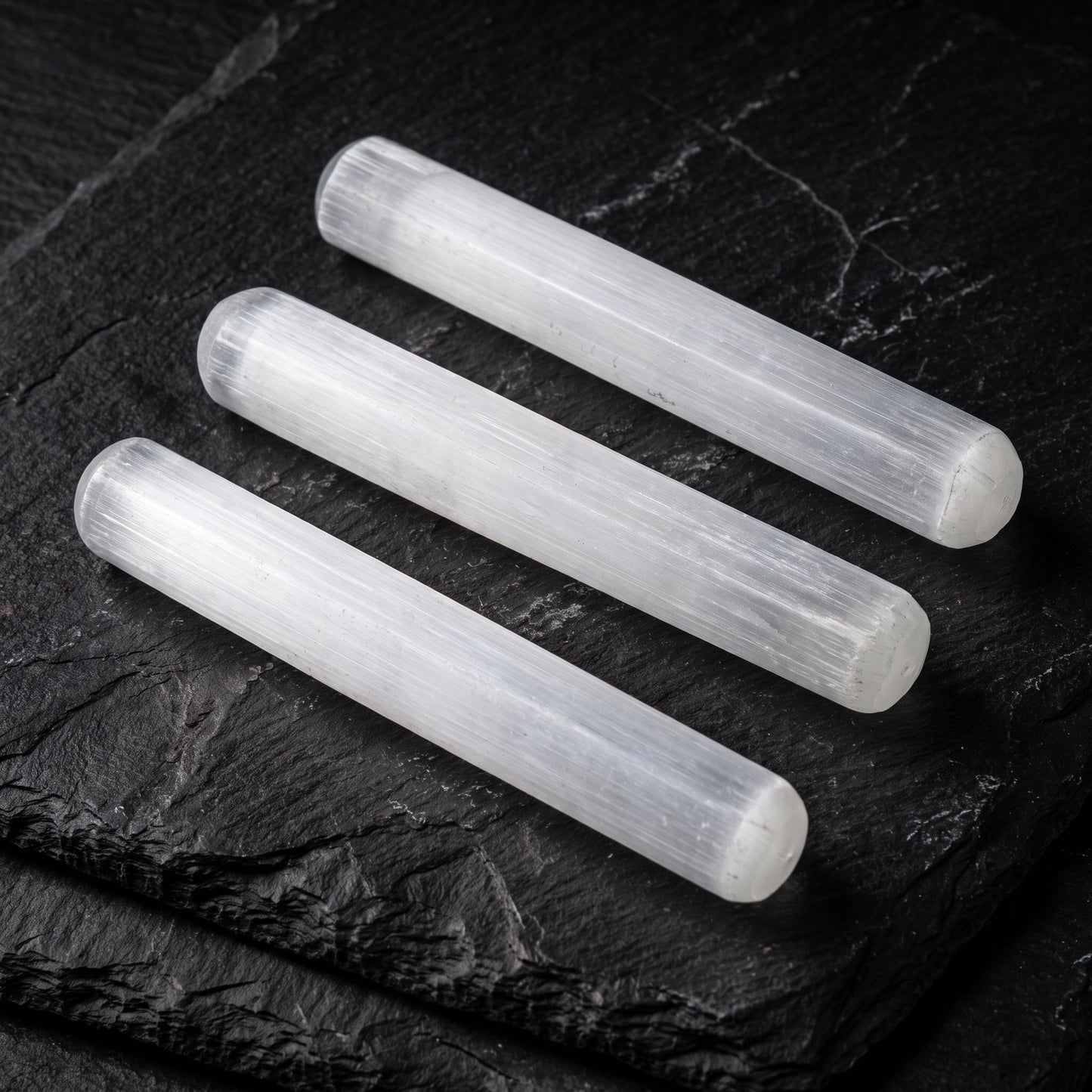 Selenite Satin Spar Crystal Round Wand Carving (5.5 Inches)
