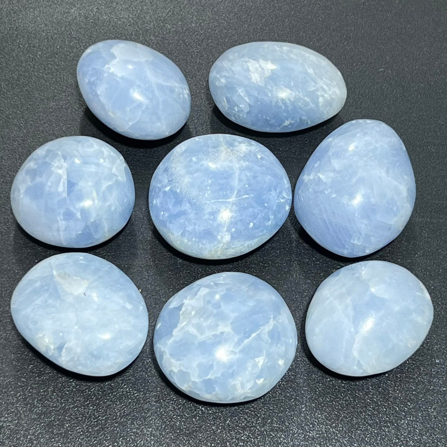 Blue Calcite Large Freeform Palm Stones (2-3 Inches) Polished Carving