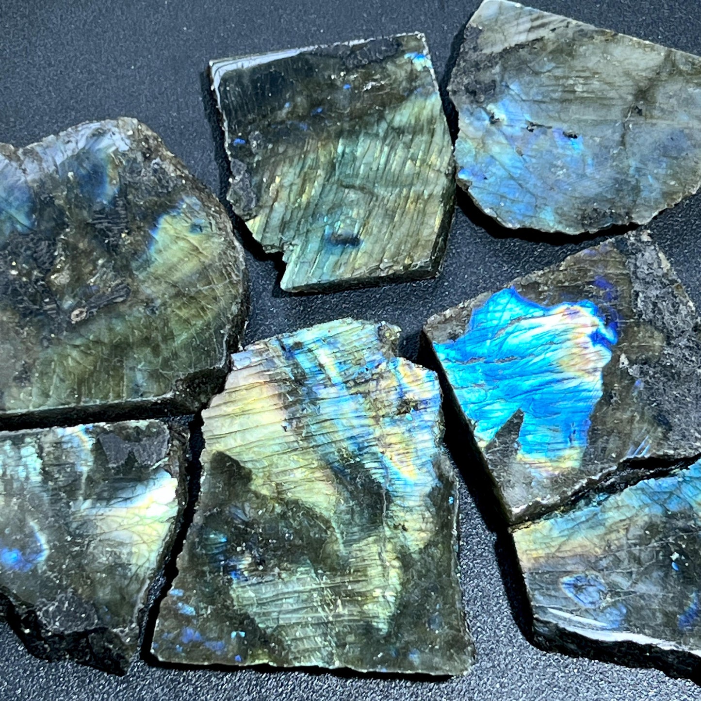 Flashy Labradorite Polished Rough Cut Slab Tiles (By The Piece or Pound)