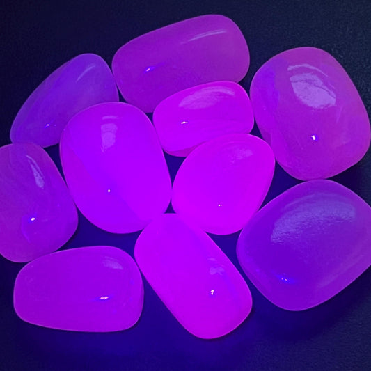 Pink Mangano Calcite Tumbled Stones (UV Reactive)(By The Piece Or Pound)